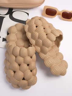 Slip On Closed Toe Bubble Slippers Khaki Fashionable    Plain Slides   Women Shoes, size features are:Bust: ,Length: ,Sleeve Length: Bubble Slippers, Bubble Slides, Pink Crocs, Peanut Butter Dog Treats, Quick Braided Hairstyles, Women Slides, Fashion Slippers, Slides Women, Shoe Inspo