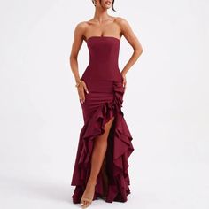 45722153812218|45722153976058|45722154008826 Asymmetrical Style, Off Shoulder Long Dress, Summer Elegant, Ruffled Maxi Dress, Crop Top Blouse, Party Dress Long, Maxi Dress Party, Dress Elegant, Solid Dress