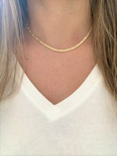 Triple Box Chain Choker Necklace in 18K Gold Filled Everyday image 7 Gift Snake Chain Choker With Clavicle Chain, Gift Snake Chain Clavicle Choker, Gold Herringbone Choker Necklace, Gold Herringbone Choker Necklace As Gift, Gold Herringbone Choker Necklace For Gift, 14k Gold Chain Choker Necklace Gift, 14k Gold Choker Necklace For Gift, Gold Plated Snake Chain Choker Gift, Dainty Herringbone Choker Necklace Gift