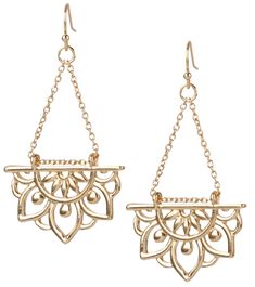 PRICES MAY VARY. New Beginnings! Fun and fabulous chandelier lotus earrings in gold. LOTUS: Represents good fortune, positive energy, enlightenment and new beginnings. Each earring charm is 2.75 inches long. LIGHTWEIGHT: Each earring weights approx. 3.02 grams. They come with a pair of rubber ear nuts to prevent loss. Looking for a special gift? Includes organza bag. A gift for yourself or makes a great gift for a birthday, holiday, Christmas, graduation, going away party, incentive, changing jo Lotus Earrings, Fish Hook Earrings, Girls Gift, Bohemian Earrings, Pretty Earrings, Handmade Boho, Fun Earrings, Organza Bags, Fish Hook