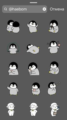 the penguin stickers are all different colors and sizes, but one is black with white on