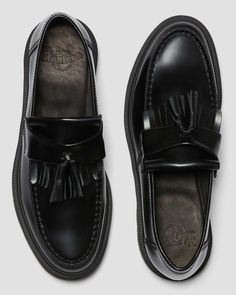 ADRIAN LEATHER TASSEL LOAFERS | Dr. Martens Dr Martens Adrian, Gents Shoes, Mens Black Dress Shoes, Black Dr Martens, Trendy Boy Outfits, Buy List, Men Stylish Dress, Black Dress Shoes, Suit Shoes