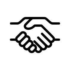 two hands shake over each other in black and white colors on a white background with the word