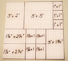 several squares are shown with numbers and times to be written on them in black ink