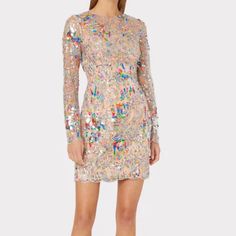 Milly Leona Multi Colored Confetti Sequined Dress Back Zip, Nwt 34 1/2” From Shoulder To Hem 18” Across Chest, 15” Across Waist, 19” Across Hip Tiger Sequin Dress, Elegant Multicolor Sequin Cocktail Dress, Multicolor Sheath Party Dress, Elegant Multicolor Sequin Dress For Spring, Elegant Multicolor Dresses For Holidays, Embellished Dresses For Spring Holiday Party, Spring Embellished Dress For Holiday Party, Spring Holiday Party Embellished Dress, Multicolored Wedding