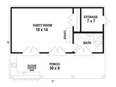 a floor plan for a house with two bedroom and an attached garage area, including the living