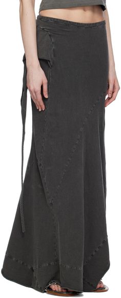 Stretch organic cotton jersey skirt. Fading throughout. · Elasticized waistband · Rolled edge at asymmetric hem · Extended trim at side seam Wholesale exclusivity at SSENSE. Supplier color: Washed black washed Gray Maxi Skirt, Grey Maxi Skirts, Grey Maxi, Jersey Skirt, Asymmetric Hem, Long Skirt, Apparel Accessories, Clothing Brand, Womens Bottoms