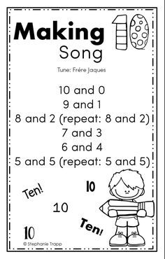 a printable worksheet for making song, with the words ten and ten