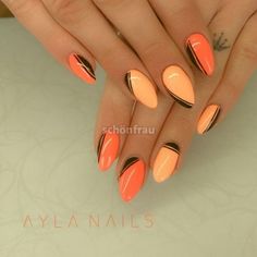 Trendy Orange Nails, Special Nails, Manicure Gel, Nail Design Inspiration, Her Nails, Pretty Nail Art Designs, Black Nail, Pretty Nail Art, Get Nails