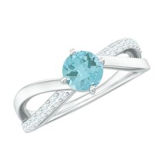 Infinity Shank Round Sky Blue Topaz Engagement Ring with Diamond Sky Blue Topaz - ( AAA ) - Quality - Rosec Jewels Sky Blue Topaz Engagement Ring, Infinity Rings, Gold Skies, Blue Topaz Engagement Ring, Topaz Engagement Ring, Infinity Ring, Ring With Diamond, Sky Blue Topaz, Love And Happiness