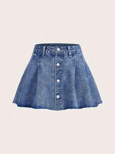 Women's Frayed Buttoned Front Short Denim Skirt Dark Wash Casual   Denim Plain A Line Non-Stretch  Women Clothing, size features are:Bust: ,Length: ,Sleeve Length: Pleated Denim Skirt, Button Front Denim Skirt, Jean Skirts, Blue Jean Skirt, High Fashion Outfits, Short Denim Skirt, Cropped Leather Jacket, Denim Skirt Women, Denim Skirts