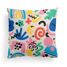 a colorful pillow with an abstract design on it