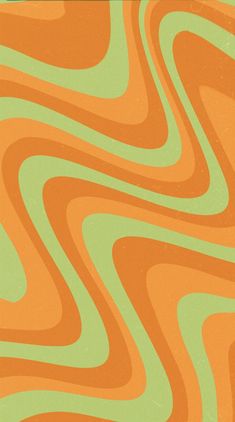 an orange and green background with wavy lines