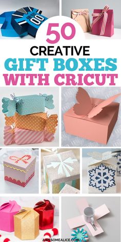 50 creative gift boxes with cricut designs and instructions to make them look like they are