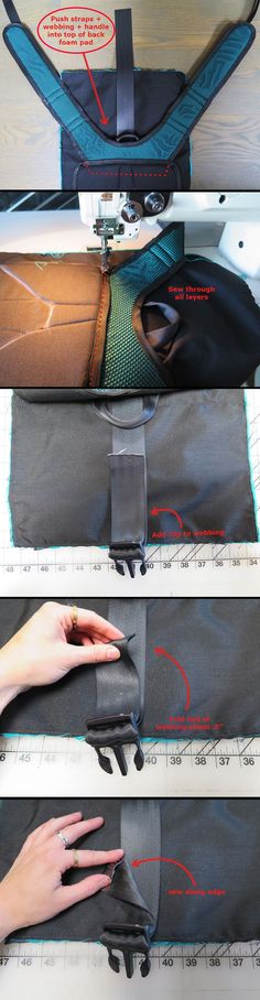 three images show how to sew an umbrella