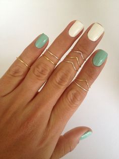 8 Midi Rings in Gold and Silver Chevron and Simple Band Midi | Etsy Minimalist Adjustable Green Midi Rings, Simple Band, Midi Rings, Nail Inspiration, Mani Pedi, Nail Polish Colors, Nails Design, Nail Art Design, How To Do Nails