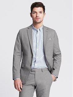 Modern Slim Textured Gray Suit Jacket | Banana Republic Slim Fit Office Outerwear With Pockets, Slim Fit Blazer With Pockets For Fall, Slim Fit Outerwear With Pockets For Office, Slim Fit Fall Blazer With Pockets, Fall Slim Fit Blazer With Pockets, Slim Fit Suits With Pockets And Lapel Collar, Professional Long Sleeve Suits With Pockets, Professional Fall Suits With Pockets, Modern Spring Suits With Pockets