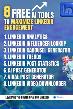 the 8 free tools to maximumize linkedin engagement infographical tool for linkedin