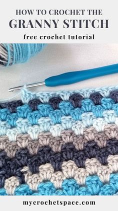 the crochet granny stitch is being worked on