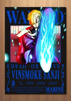 a poster with an image of a man holding a blue flame