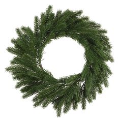 a pine wreath is shown on a white background