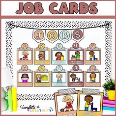 an image of job cards for students to use on their classroom desks and in the classroom