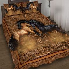 Rustic Bedrooms, Horse Bedding, Aesthetic Interior Design, Horse Quilt, Quilt Bed, Personalized Bedding, Bed Set, Best Interior Design, Quilt Sets Bedding