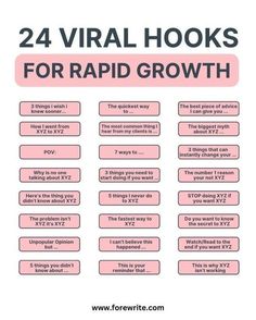 the text 24 virtual hooks for rapid growth is shown in pink and black on a white background