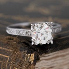 One of the most popular and timeless styles from the 1930s/1940s. We are always charmed by the fishtail prongs which give the ring an unmistakable antique vibe. The diamond is a stunning, super chunky old European cut with tons of life and sparkle to it, its broad facets picking up light and colors from its surroundings. Single cut diamonds line up the shoulders Incredibly elegant on the finger! Platinum Size 8.75 and fully sizable Diamond measures: 7.92 - 8.08 x 5.14 mm GIA link here Modern Mens Rings, Art Jewelry Earrings, Super Chunky, Antique Engagement, Antique Watches, Vintage Band, European Cut Diamonds, Mens Band, Men's Rings