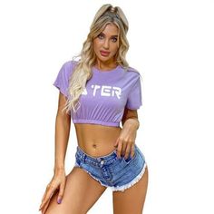 Style: FashionMaterial: Polyester,PolyurethaneShirt Length: RegularPattern Type: PrintSeason: SummerPackage Contents: 1 x T-shirt Short Sleeves Shirt, 70s Women, Daisy Dukes, T Shirts Men, Fashion Materials, Women T Shirts, Free Amazon Products, Couple Aesthetic, Short Shorts