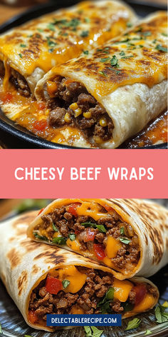 Craving something comforting and delicious? Try our Cheesy Beef Wraps recipe! Made with a cheesy beef filling wrapped in warm tortillas, it's a sure hit with the whole family. #FamilyFavorites #ComfortFood #TastyTuesdays #QuickRecipes #PinterestRecipes