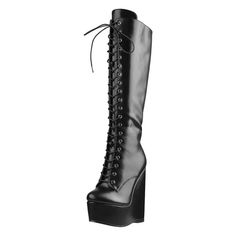 Women Platform Wedge Heels Knee High Boots Lace Up Side Zip Heeled Plus Size Black Handmade Boots Boot Type: Modern Boots Shaft Material: PU Outsole Material: RUBBER Upper Material: PU Origin: Mainland China Season: Winter Insole Material: Short Plush Heel Type: Wedges Lining Material: Short Plush Boot Height: Knee-High Item Type: BOOTS Fashion Element: zipper Department Name: ADULT Toe Shape: Pointed toe Heel Height: Super High (8cm-up) With Platforms: Yes Platform Height: 5-7cm Style: Punk is_ Lace Up Knee High Boots, Heel Boots For Women, Handmade Boots, Knee High Heels, Comfortable Wedges, Wedge Heel Boots, Handmade Boot, Platform Wedge Heels, Heel Boot