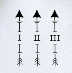 four different arrows are shown in black and white