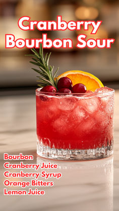 Cranberry Bourbon Sour Cranberry Orange Bourbon Cocktail, Bourbon Sour Cocktail Recipes, Thanksgiving Cranberry Cocktail Recipes, Bourbon Cranberry Cocktail, Cranberry Bourbon Sour, Thanksgiving Cranberry Cocktail, Holiday Cocktails Gin, Thanksgiving Batch Cocktail Recipes, Fresh Cranberry Drink Recipes