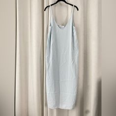 New Without Tags Everlane Slip Dress In Size 10, Light Blue Color. Sf/Pf Home. Blue Slip Dress For Daywear, Blue Summer Slip Dress For Daywear, Blue Slip Dress For Spring Vacation, Light Blue V-neck Slip Dress For Spring, Blue Slip Dress For Summer Daywear, Chic Everlane Midi Dress, Blue Unlined Maxi Dress, Blue Unlined Dress For Day Out, Casual Blue Slip Dress For Brunch