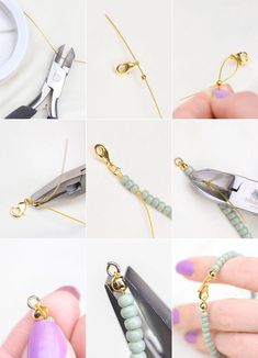 there are many different pictures of scissors being made with beads and gold platings