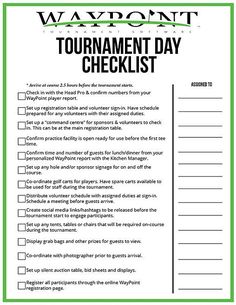 a printable tournament day checklist