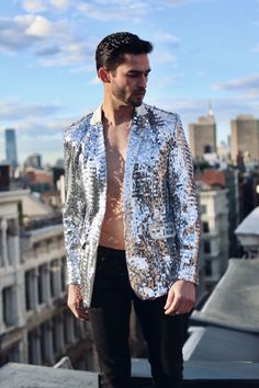 If the product or your size is unavailable please sign up to notify me when back in stock on the product page. Tux Prom, Led Jacket, Mirror Jacket, Sequin Suit, Techno Party, Men's Tuxedo, Disco Cowgirl, Suits Wedding, Sequin Outfit