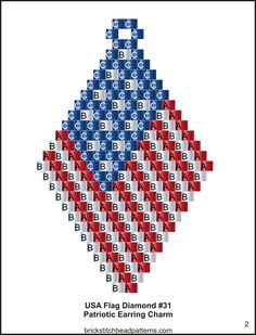 the us flag diamond pattern is shown in red, white and blue