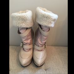 Guess Marciano Winter Boots. Beautiful Boots But No Occasions To Wear Them. New. Never Worn. Size 6. Still Price Tag On It. Before Tax $318 Designer Leather Winter Boots, Designer Leather Boots For Winter, Winter Designer Leather Boots, Designer Round Toe Boots For Winter, Cream Leather Heeled Boots For Winter, Designer Boots With Round Toe For Winter, Designer Winter Boots With Leather Sole, Luxury Winter Boots With Round Toe, Luxury Round Toe Heeled Boots For Winter