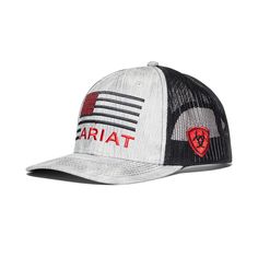 This everyday, all-day-comfortable cap features six-panel construction and a snapback closure to ensure sun protection and the perfect fit. The finishing touch: an Ariat flag logo. \r\n\r\nSnapback closure\r\nSix panels\r\n\r\nFlag Logo Cap | Men's Flag Logo Cap in Grey, Size: OS by Ariat Patriotic Snapback Sports Hat, Patriotic Adjustable Snapback Hat For Sports, Patriotic Flat Bill Sports Hat, American Baseball Cap With Adjustable Flat Bill, American Style Adjustable Baseball Cap With Flat Bill, Patriotic Snapback Hat With Curved Brim For Outdoor, Patriotic Snapback Hat With Flat Bill For Outdoor, Patriotic Curved Brim Snapback Hat For Outdoor, Patriotic Flat Bill Snapback Hat For Outdoor