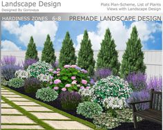 an image of landscaping design with flowers and shrubs