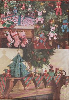 an advertisement for christmas stockings and teddy bears