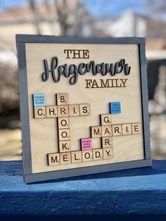 Scrabble Tiles Wall Art, Personalized Family Name Wood Sign, Fathers Day Gift for Grandpa, 5th Anniversary Gift, Grandpa Gift From Grandkids - Etsy Basswood Crafts, Scrabble Wall Art Diy Framed, Family Scrabble Wall Art, Diy Cricut Gifts, Scrabble Family Names, Fathers Day Gift For Grandpa, Scrabble Letter Crafts, Scrabble Gifts, Scrabble Tile Crafts