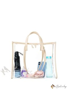 Bird in Bag - Canvas Beach Tote with Drawstring Closure Trendy Beach Bag With Clear Strap, Trendy Beach Bags With Clear Strap, Casual Bags With Clear Strap For Everyday Use, Casual Everyday Bag With Clear Strap, Casual Clear Bag For Everyday, Casual Clear Everyday Bag, Casual Clear Beach Bag, Casual Everyday Clear Bag, Everyday Summer Bag With Clear Strap