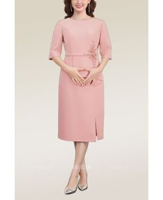 Buy elegant sheath half sleeved wedding guest dress with beaded flowers at wholesale price online. Free shipping and pro custom service since 2009. Elegant Half Sleeve Bridesmaid Dress, Mother Of The Bride Half Sleeve Dresses For Spring, Fitted Mother Of The Bride Dress With 3/4 Sleeves, Elegant Floral Mother Of The Bride Dress For Wedding, Elegant Pink Half Sleeve Dress, Elegant Half Sleeve Wedding Dress, Spring Formal Half Sleeve Mother Of The Bride Dress, Spring Half-sleeve Mother Of The Bride Dress, Sleeved Wedding