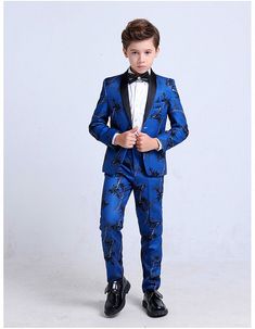 PRODUCT DESCRIPTION Meant for the Gala, this 4-piece South Florida inspired suit will turn heads. Your next social celebration, Le Petit Gentlemen in your life will be looking suave and sophisticated. Our stylish, sleek design Miami Midnight Tuxedo comes with the signature jacket and trousers, matching vest, and a brilliant white shirt to contrast this suit bejeweled black bowtie. All 4 pieces are tailored in modern styling, tapering at the waist and staying slim while also maintaining comfort t Tailored Long Sleeve Party Sets, Black Semi-formal Sets For Spring, Black Semi-formal Spring Set, Tailored Tuxedo Party Sets, Blue Tuxedo Three-piece Suit For Party, Party Suits With Slim Fit And Long Sleeves, Party Suit With Slim Fit And Long Sleeves, Slim Fit Party Suit With Long Sleeves, Slim Fit Long Sleeve Party Suit