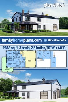 two story house plans with garage and living room in the front, an open floor plan for