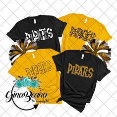 Pirates School Spirit Shirts.. Custom to match your school colors Personalize it with a name on the back This tee fits true to size and is a UNISEX fit HOW TO ORDER: Select your size and get your shirt!.   This updated unisex essential fits like a well-loved favorite, featuring an irresistibly soft cotton blend, crew neck and short sleeves. 3.6 oz., 100% combed and ring-spun cotton 40 single Retail fit Side-seamed Tear Away label Shipping: Your Tee will ship with in 1-3 business days.  We do not ship on weekends. All shipping is USPS first class mail that typically takes 2-5 business days.  You may also upgrade to Priority shipping which is normally 2-3 business days.  All items shipped with come with a tracking number. Once a package has left our hands, we have no control over it.  Someti Pirates School Spirit Shirts, Game Day School Spirit T-shirt With Heat Transfer Vinyl, Black T-shirt With Heat Transfer Vinyl For School, Pre-shrunk T-shirt For School Team Spirit, School Spirit T-shirt For Fan Gear, School Spirit Letter Print T-shirt In Team Colors, Team-colored T-shirt With Heat Transfer Vinyl For Fans, Pre-shrunk Team Spirit T-shirt For School, Collegiate Name Print T-shirt For Fans