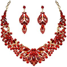 PRICES MAY VARY. Elegant and chunky style Style design: good costume accessory for your use, decorate your daily outfit and make you look harming and unique,will bring more highlights to your style of dress. Material: red Collar Choker Necklace is made of high quality alloy and Crystal, can be wear for a long time, and is not easy to fade.easy and comfortable to wear and take off,save your valuable time Chunky Statement Choker Necklace, fits for most people, adjustable and flexible，Size:Inner Pe Red Jewelry Set, Rhinestone Statement Necklace, Crystal Green, Collar Choker, Statement Choker Necklace, Statement Choker, Great Gifts For Women, Women's Jewelry Sets, Red Jewelry